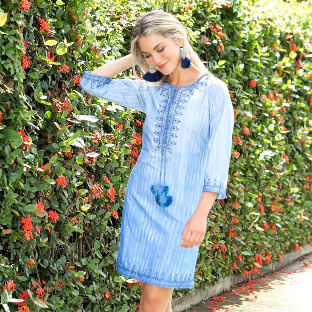 Bella Tu 3/4 Sleeve Blue Dress